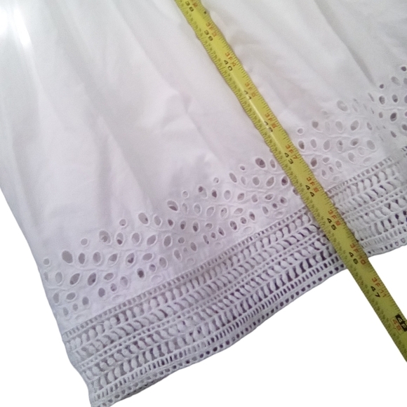 Lucky Brand Sophia White Eyelet Scoop Neck Sleeveless Tie Waist SunDress Large - Picture 8 of 8